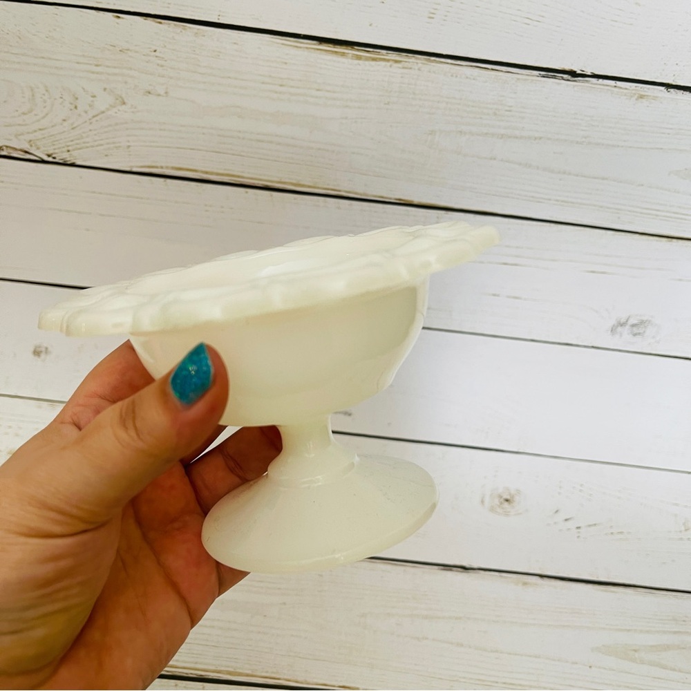 Vintage Milk Glass Scalloped Candy Dish - Picture 3 of 6
